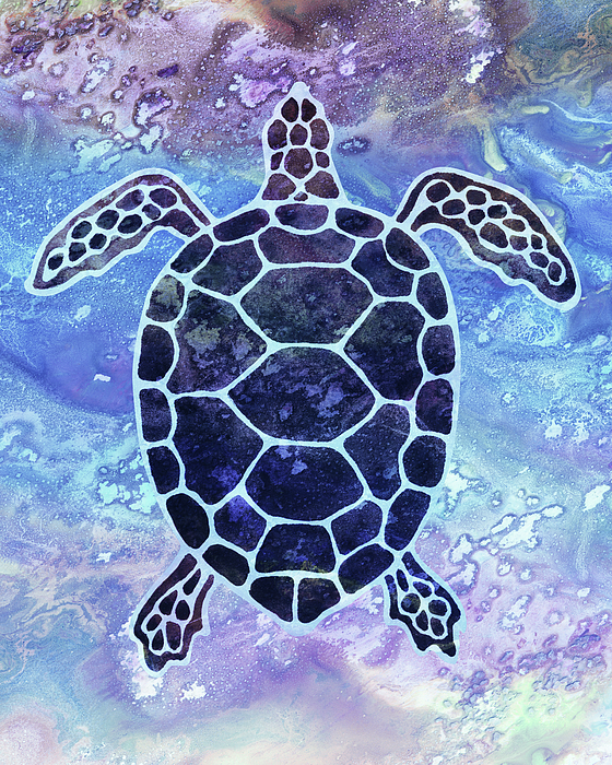 Soft Blue Watercolor Tortoise Under The Sea Turtle Native Art Ocean ...