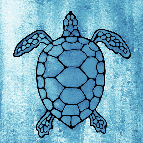 Soft Blue Watercolor Tortoise Under The Sea Turtle Native Art Ocean ...