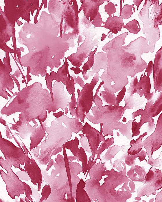 Irina Sztukowski - Soft Pink Floral Watercolor Abstract Flowers Color Garden Splash V