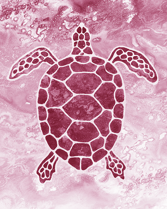 Irina Sztukowski - Soft Pink Watercolor Tortoise Under The Sea Turtle Native Art Ocean Creature I