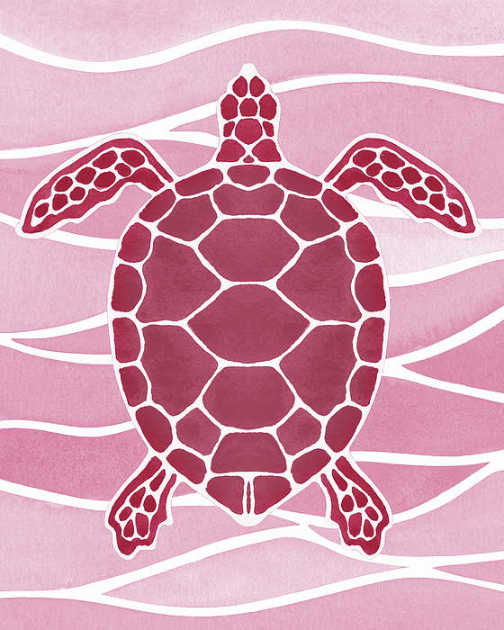 Irina Sztukowski - Soft Pink Watercolor Tortoise Under The Sea Turtle Native Art Ocean Creature II
