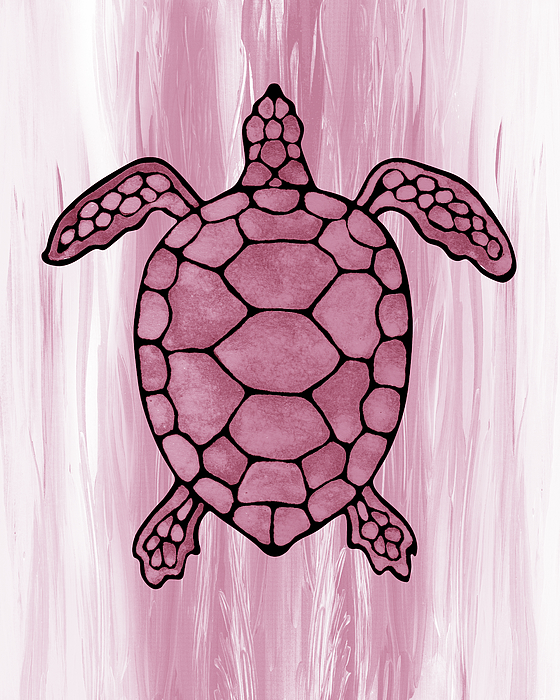 Irina Sztukowski - Soft Pink Watercolor Tortoise Under The Sea Turtle Native Art Ocean Creature III