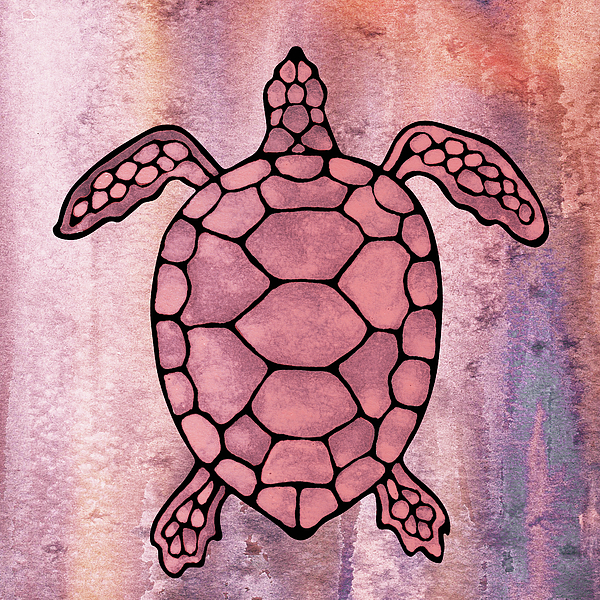 Irina Sztukowski - Soft Pink Watercolor Tortoise Under The Sea Turtle Native Art Ocean Creature IX