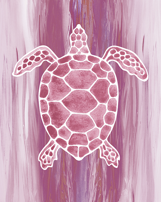 Irina Sztukowski - Soft Pink Watercolor Tortoise Under The Sea Turtle Native Art Ocean Creature VI