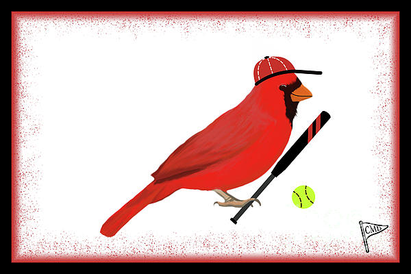 Play Ball Cardinals Baseball Mascot Red Bird Crewneck Sweatshirt
