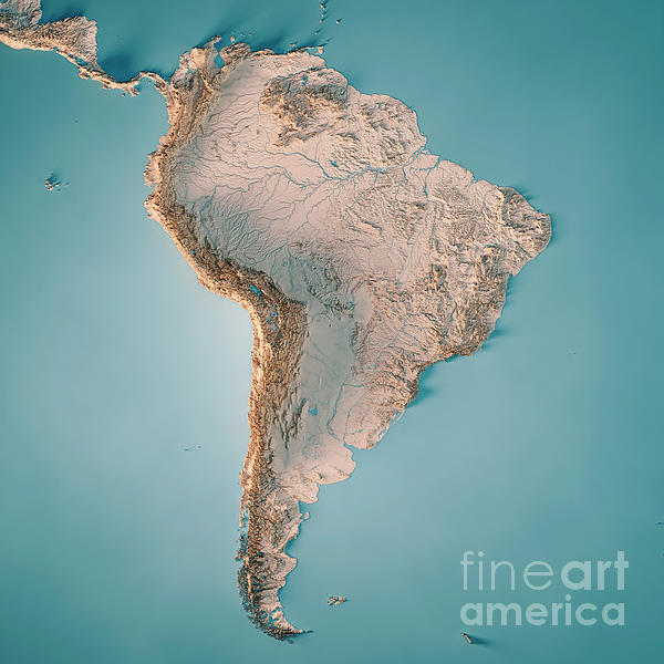 Hispaniola Island Topographic Map 3D Render Neutral Yoga Mat