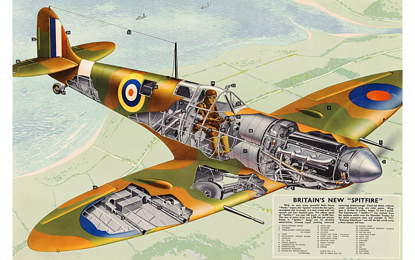 Spitfire Poster. Beach Towel by Tom Hill - Pixels