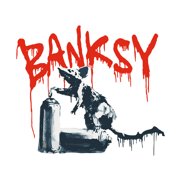 Spray Can Stencil Graffiti Rat - Banksy Sticker by My Banksy - Pixels