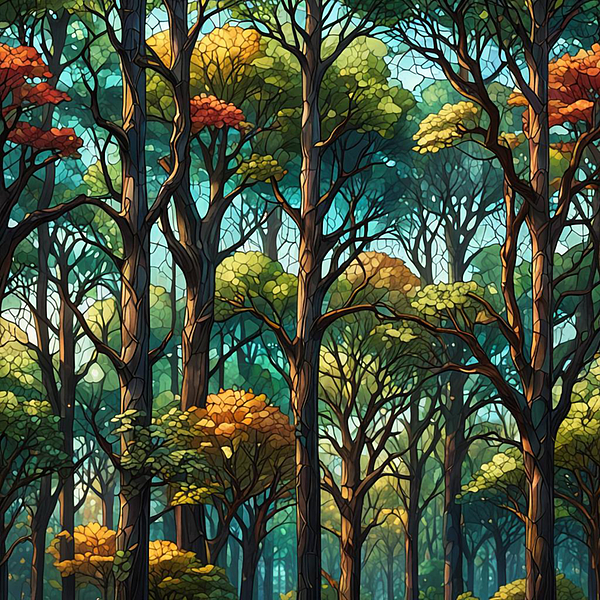 Sandi OReilly - Stained Glass Forest Of Trees