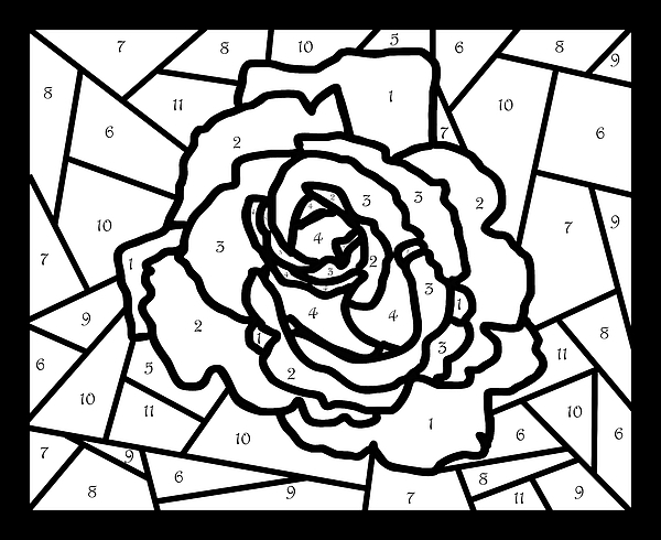 Stained Glass Rose Color By Number Jigsaw Puzzle