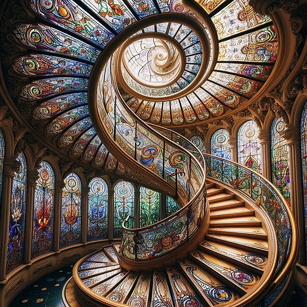 Donna R Chacon - Stained Glass Staircase II