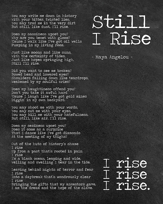 Still I Rise Maya Angelou poem - Chalk board style background Jigsaw Puzzle  by The Typography Tipi - Pixels