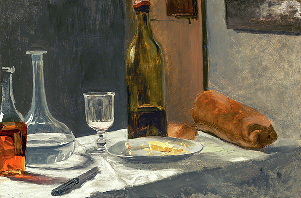 Claude Monet - Still Life with Bottle Carafe Bread and Wine by Claude Monet