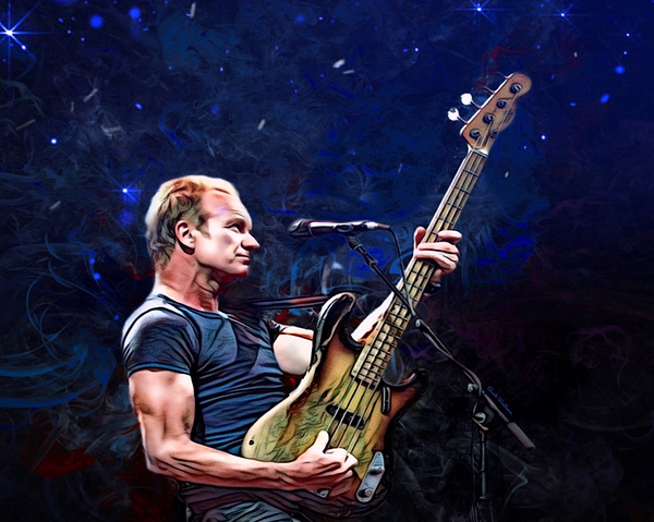 riqueza Incesante Recuento Sting With Bass Guitar Action Portrait Jigsaw Puzzle by Scott Wallace  Digital Designs - Pixels