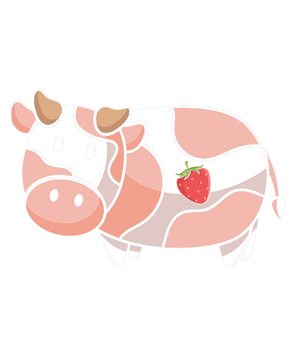 Strawberry Cow kawaii Greeting Card for Sale by MayBK