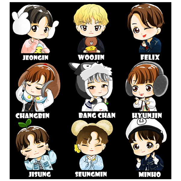 Stray Kids Chibi All Members Greeting Card by Connie A Stephenson