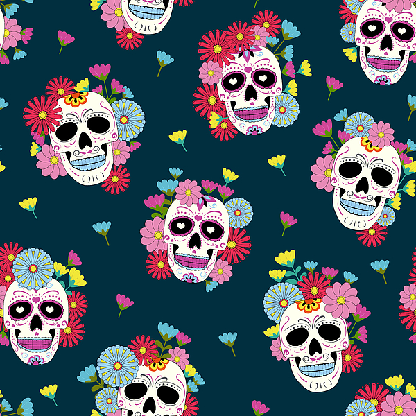 Sugar Skulls and Flowers Jigsaw Puzzle