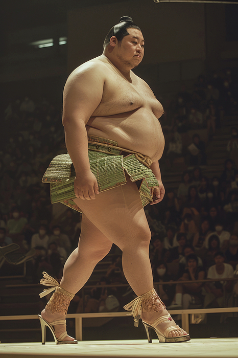 Boyan Dimitrov - Sumo Wrestlers Graceful Strut in High Heels During a fashion show