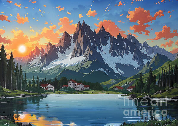 Mountain Landscape at Sunset
