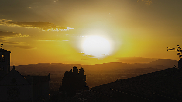 Nina Kulishova - Sunset in Assisi. Italy. Sunset in Assisi. Italy. View of the Basilica of Saint Francis of Assisi 4