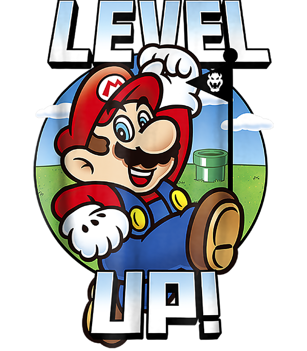Super Mario Level Up Bowser Flag Portrait Graphic Greeting Card by