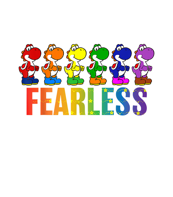 Super Mario Pride Yoshi Fearless Rainbow Line Up Kids T-Shirt by