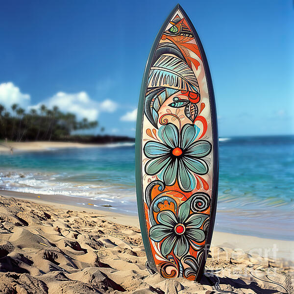 Elisabeth Lucas - Surfboard in the Sand