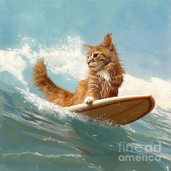 Elisabeth Lucas - Surfing Maine Coon Cat