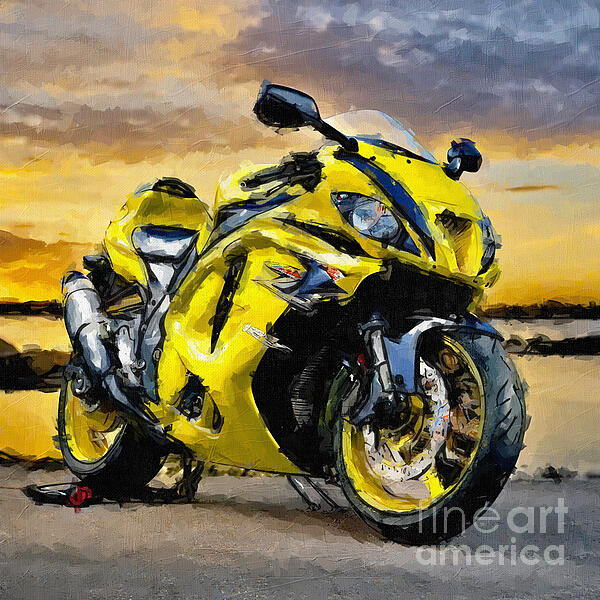 Suzuki Hayabusa Gsx R Gsx1300R Yellow Luxury Motorcycle color Tuning Japanese Motorcycle colors Tote Bag