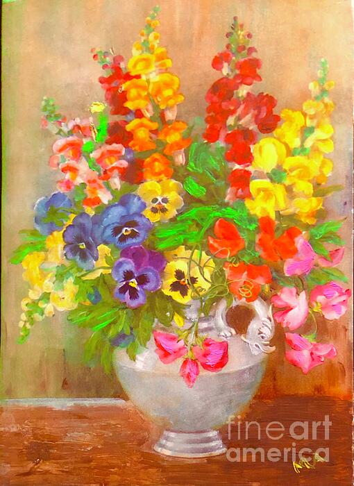 Madelene Alexandersson - Oilpainting Sweat Peas, Pansies and Snapdragons