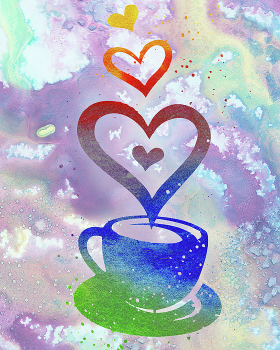 Irina Sztukowski - Sweet Rainbow Coffee Cup Delicious Colorful Bright Watercolor II