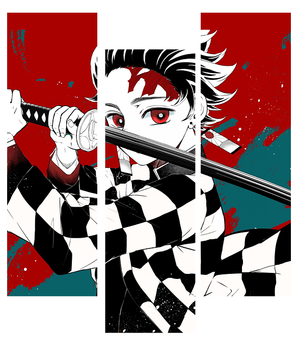 Demon Slayer Tanjiro Black & White Sticker - Anime PNG Stickers