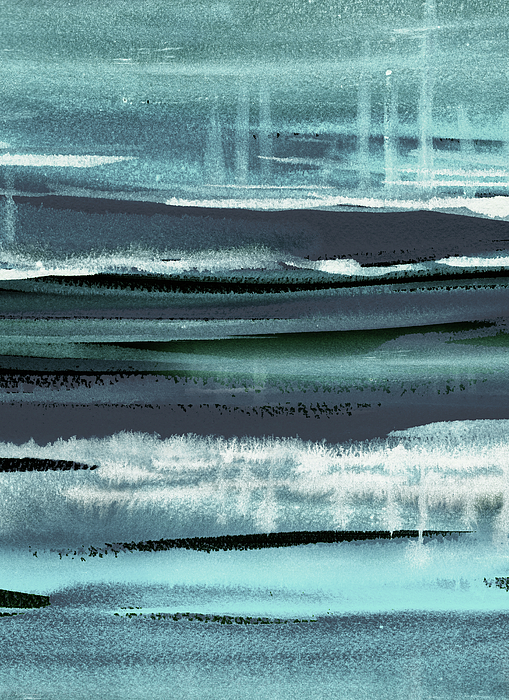Irina Sztukowski - Teal Reflections Abstract Watercolor River Flow