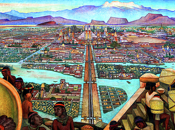 Tenochtitlan Mural Greeting Card by Diego Rivera