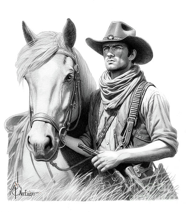Murphy Art Elliott - Texas Ranger drawing