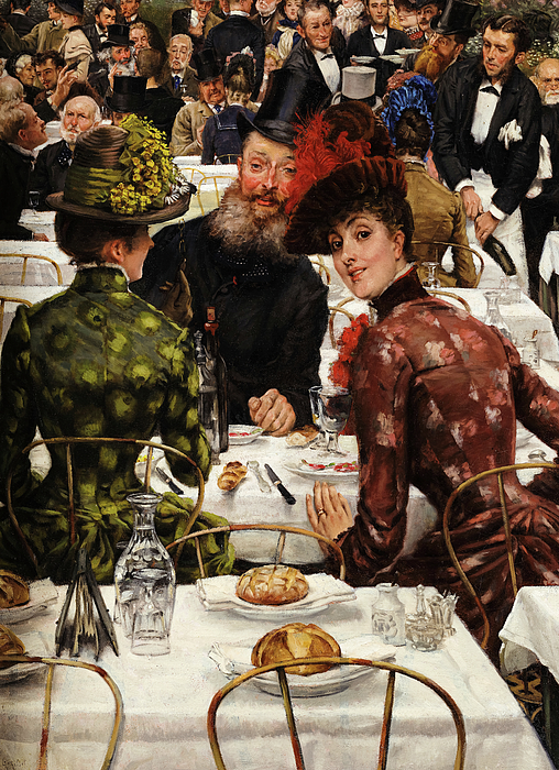 The Artists Wives Restaurant Ledoyen Tapestry by James Tissot