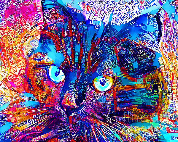Cat in a Jackson Pollock Vibrant Abstract Expressionist World 20210305  Jigsaw Puzzle by Wingsdomain Art and Photography - Pixels