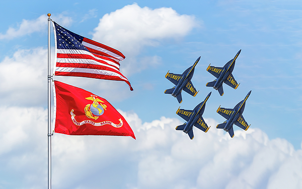 Steve Rich - The Blue Angel Diamond Formation with Flags