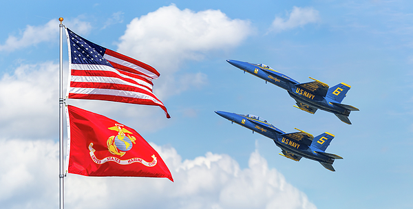 Steve Rich - The Blue Angel Solos with US Marine Flag