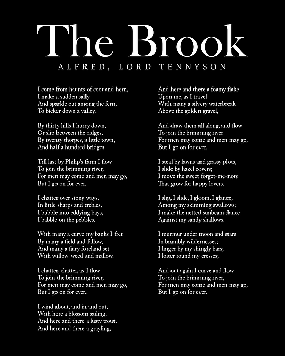 The Brook - Alfred, Lord Tennyson Poem - Literature - Typography Print ...