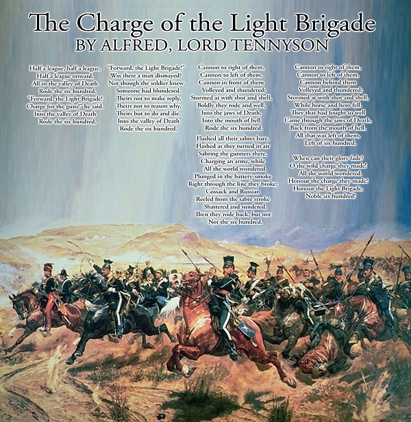 The Charge the Light Brigade Poem Alfred Lord Tennyson Poster Jigsaw Puzzle by Joshua Williams - Pixels Merch