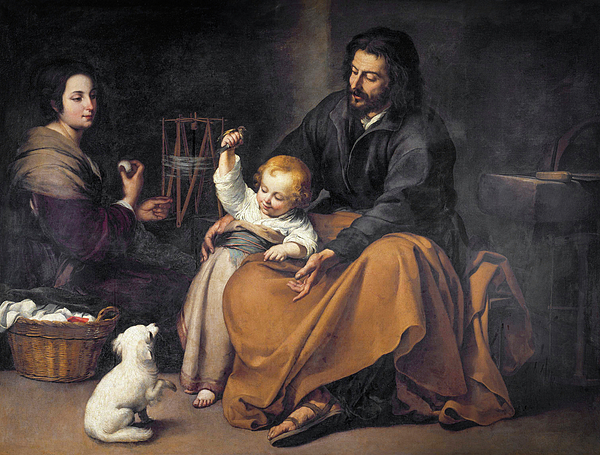 Bartolome esteban Murillo - The Holy Family with a Little Bird by Bartolome Esteban Murillo 1650