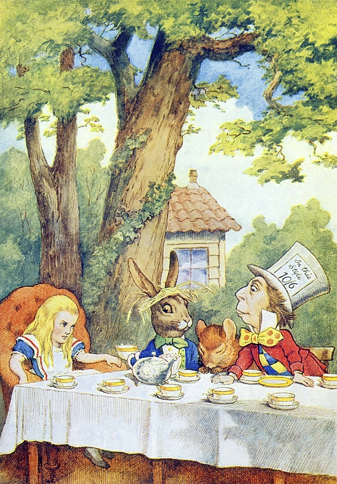 Poster depicting The Mad Hatters Tea Party from Alice In Wonderland