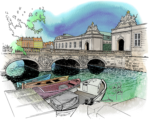 The Marble Bridge, Copenhagen Drawing by John Paul Stanley - Pixels