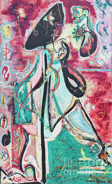 The moon woman by Jackson Pollock Greeting Card by Roberto Morgenthaler