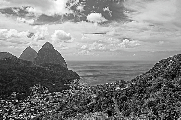 The Piton Mountains in Saint Lucia Caribbean T-Shirt by Toby