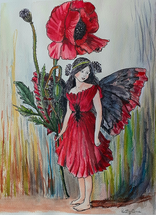 The Poppy Fairy after Cicely Mary Barker Greeting Card by Betty