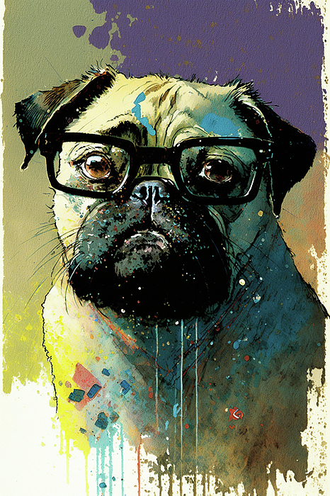 Pug Beach Towel - Watercolor
