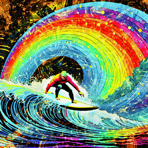 Designs By Nimros - The Rainbow Surfer AI Art