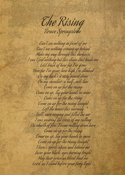 The Rising by Bruce Springsteen Vintage Song Lyrics on Parchment Greeting  Card